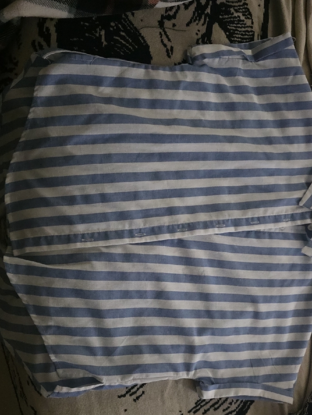 SHEIN Blue and White Striped Boatneck Blouse
